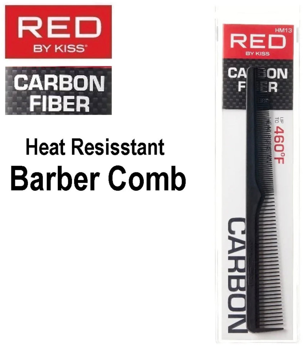 Red by Kiss Comb, Carbon Fiber Barber Comb (HM13)